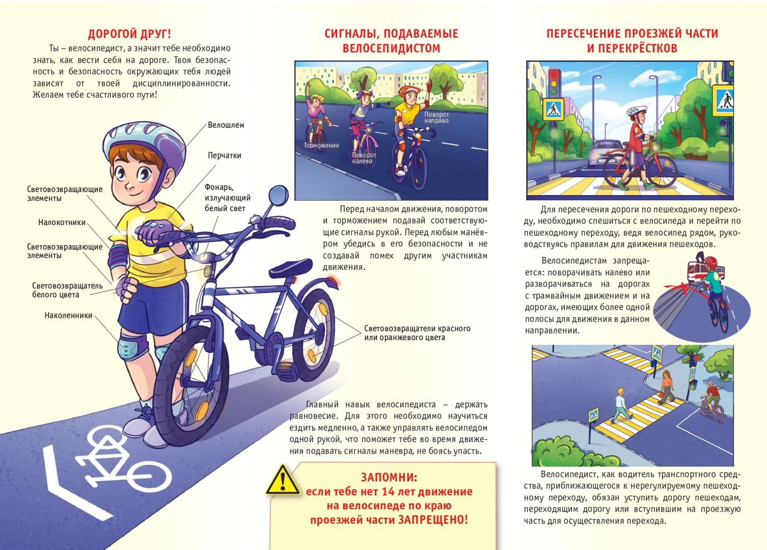 Правила езды на велосипеде для детей в картинках